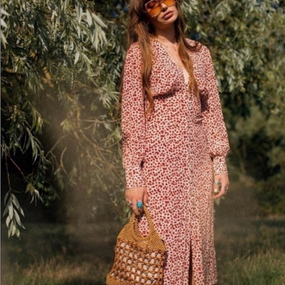 Realisation Par Red and Cream Floral Dress